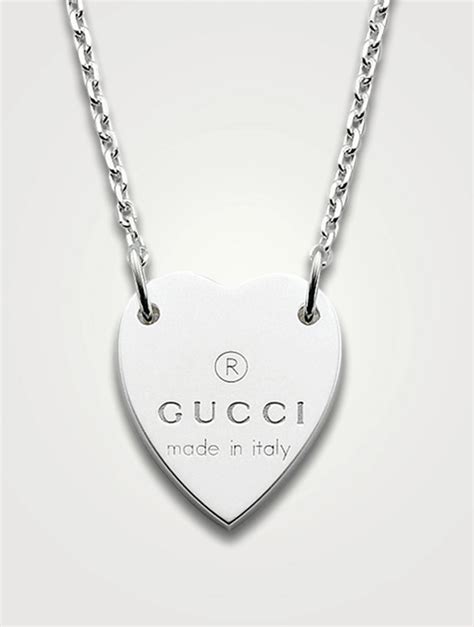 gucci silver heart pendant necklace|Gucci silver and onyx necklace.